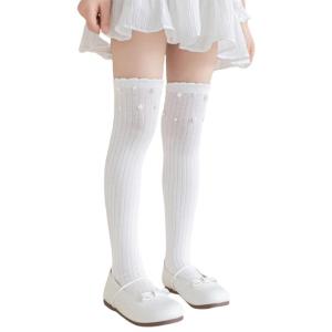 Above Knee Length Socks for Girls Soft and Breathable Long Stockings Solid Color for Daily Wear and Parties
