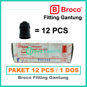 (PAKET ISI 12 / 1 DOS) BROCO Fitting Gantung Hitam Bulat SNI Grosir