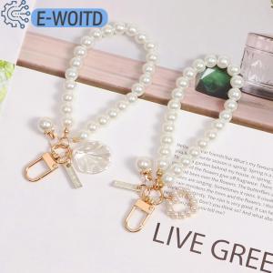 E-WOITD 1ชิ้นแหวนหัวเข็มขัดตะขอกระเป๋าที่ใส่พวงกุญแจเคสโทรศัพท์มือถือห่วงโซ่มุกสตริงกระเป๋าเครื่องประดับตกแต่งจี้