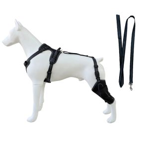 BLACKON Breathable Dog Back Leg Protection Cover Black Adjustable Pet Protective Gear Pet Braces with Traction Rope Leg Joint Protection Cover Post-Injury
