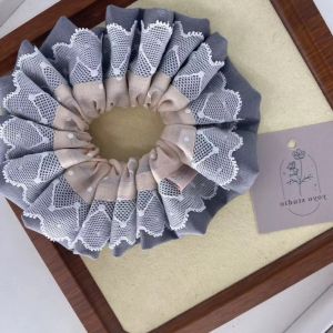 hair accessories handmade hair tie for women pink gray pony holder lace scrunchies