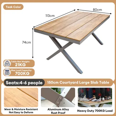 Outdoor Heavy Duty Courtyard Table Commercial Grade Wood Long Table Balcony table Waterproof