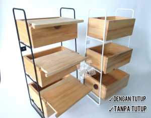 rak bawang susun kayu kotak | rak bumbu dapur serbaguna