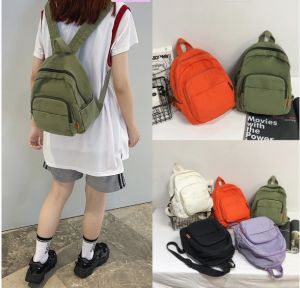 MOJOYCE Preppy Style Fashion Women Solid Color Small Backpack Students Ladies Travel Canvas School Bag