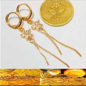 anting clip kembang jurai gold terbuat dari bahan koin logam 1991 -1992 anti luntur