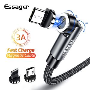 Essager 540 Rotate Cable 3A Fast Charging Micro USB Type C Cable For iPhone Xiaomi Phone Charger Data Wire Cord