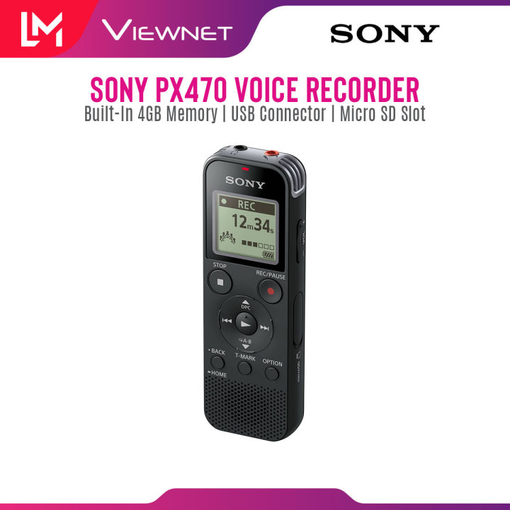 Sony PX470 Digital Voice Recorder with Built In 4GB Memory, USB