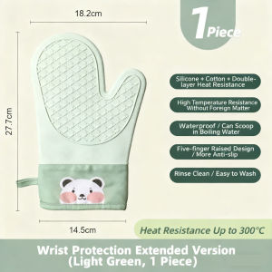 1PC Silicone Cotton Oven Anti-Scald Gloves Double Layer Anti Heat Gloves Cooking Baking Sarung Tangan Pembakar 防烫手套