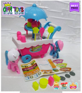 Mainan Mini Ice Cream Stroller Little Pony - Mainan Gerobak Penjual Es krim - Mainan Mini Stroller Ice Cream