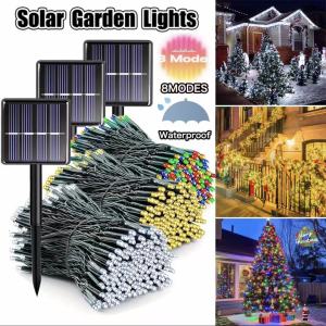 ✅100% Original AMZ 22M 200LEDs Outdoor Solar Christmas Lights Waterproof 8MODEs Wedding Decoration Light