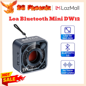 Loa Bluetooth Mini Bass Mạnh DW12 Vỏ Trong Suốt Nghe Nhạc Không Dây Bluetooth 5.0 Cầm Tay Nhỏ Gọn Hỗ Trợ Thẻ Nhớ