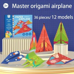 YOUSHI TOP Paper Handmade Colored Paper Set Montessori Art Learning Versatile Paper Aircraft Toy Hands on Training Toys Folding Airplane Origami Set Kids Toddlers Children