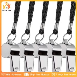 4PCS Stainless Steel Sports Referees Whistle with Lanyard for Basketball Football Gyms Emergency