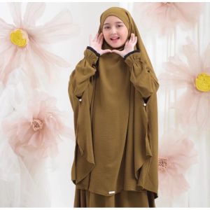 Set Gamis Anak Perempuan Premium Cringkle Airflow - Busana Muslim Hijab Terbaru