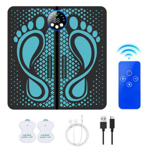 EMS Foot Massager with 2 Electrode Pads - USB Rechargeable Foot Massager Plate - 8 Massage Modes 29 Intensity for Muscle Relaxation and Pain Relief