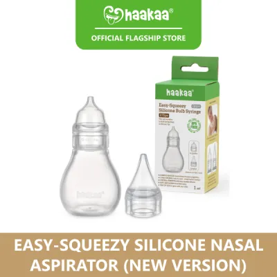 Haakaa Easy-Squeezy Silicone Nasal Aspirator (New Version) [Silicone Infant Nose Cleaner Suction Pump Bulb]