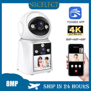NICELECT YOOSEE FHD 4K 8MP Dual Lens Dual Screen Video Call Answer Auto Tracking Two Way Audio Color Night Vision 4MP Indoor Baby Monitor