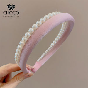 [B012] Bờm tóc/Băng Đô Ngọc Trai Phối Lụa Pastel – Pearl Elegance