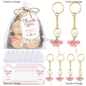 [COD] Fashion Change 10 Sets Guests Return Gifts Including Ballet Dancer Keychains Thank You Tags White Organza Bags For Baby Shower Favors
