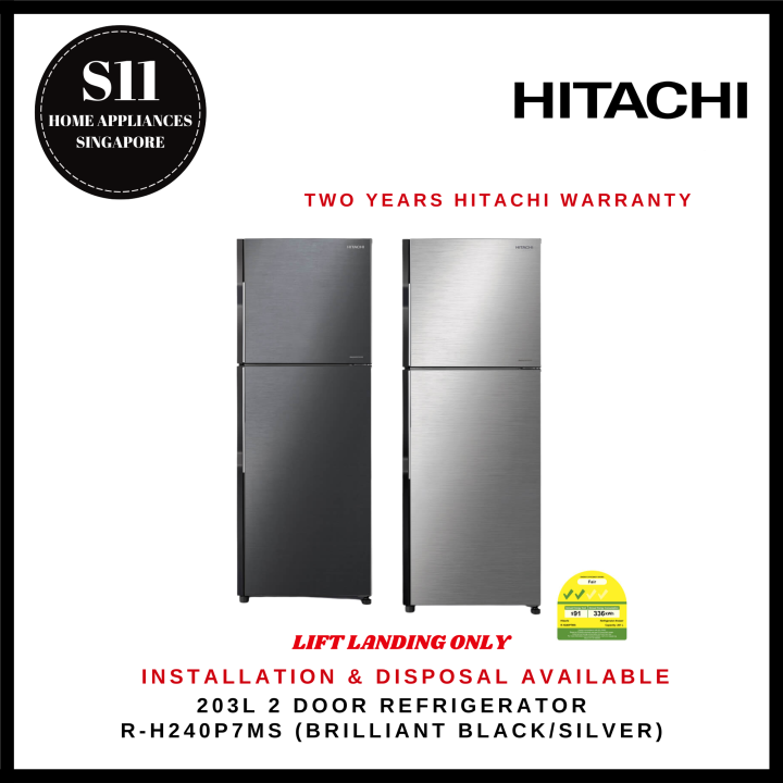 冷凍PM20 PL30 PR10 RH10 SS10 L20 HITACHI R-H240P7MS (BRILLIANT BLACK)(BRILLIANT SILVER) 203L 2 DOOR