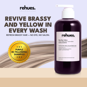 Rehues Purple De-Yellowing Shampoo — Anti-Brass Toner for Bleached & Silver Hair | Less Drying | 500ml SG