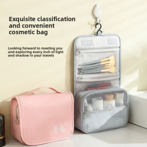 Waterproof Travel Cosmetic Bag with Hook - Spacious Portable Toiletry Organizer