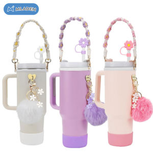 MLADEN 7Pcs Stanley Cup Accessories Set with Bottle Handle Strap Siliocne Cup Boot Straw Cover Fashion Tumbler Aksesori Piala