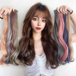 2pcs 卷发假发Curly Hair Hanging Ear Dyeing Hair Piece Highlighting Wig Piece Long Hair Wig Female Hanging Ear Dyeing One-piece Color Hanging Ear Dyeing Hair Extension Hair Scrunchies Beauty Hair Piece