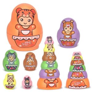BANZU ชั้น6ชั้น ตุ๊กตารังนกรัสเซีย ของเล่นสีมือ ชั้น8ชั้น ของเล่น Matryoshka ตุ๊กตาของเล่นตุ๊กตา ฟิกเกอร์ ตุ๊กตาซ้อนทำด้วยมือ เด็กวัยหัดเดิน