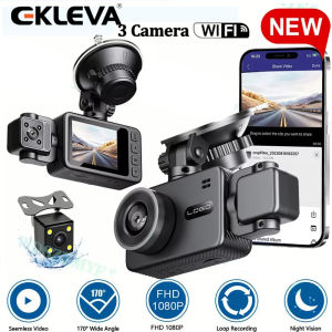 EKLEVA 3 Channel WiFi Car DVR HD 1080P 3-Lens Vehicle Dash Cam Three Way Camera DVRs Recorder Video Registrator Dashcam Camcorder