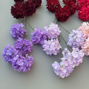 MINIAT Pink Artificial Hydrangea Flowers 5 Heads Snowball Viburnum Artificial Faux Plants Floral Display Fake Floral Props Wedding Decoration