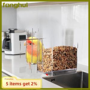 fanghui Large Capacity Bird Feeder Box Anti-Splash Bird Food Dispenser Durable Parrot Feeding Box For Small Medium Birds