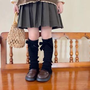 New Winter Children Korean Bow-knot Lolitas Leg Warmers Knitted Foot Cover for Girls Elastic Tube Heap Socks 28cm/38cm