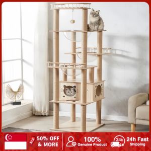 Cat Climbing Frame Cat Condo Cat Tree House All Solid Wood Four Seasons Frame Spaceship Cat Scratching Board Cat Toy