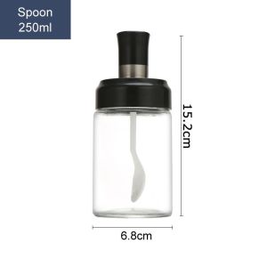 Balang Rempah Glass Seasoning Jar With Spoon Spice Containers Airtight Jar For Salt Sugar Pepper Kitchen Botol Perasa Makanan
