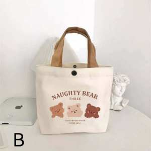 Mini Bags Cartoon Bear Canvas Bag Cute Summer Lunch Bag Storage Bag Food Women Small Tote Bag
