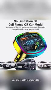 Car Bluetooth-compatible 5.0 FM Transmitter PD 30W Type-C Dual USBFast Charger Colorful Ambient Car Charger