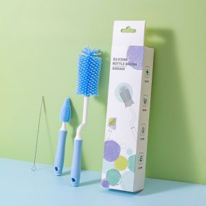 Bộ Cọ Rửa Bình Sữa Silicon 3in1 Cao Cấp Đầu Cọ Xoay 360 độ Linh Hoạt Vệ Sinh Nhanh Gọn Làm Sạch Mọi Ngóc Ngách Rửa Núm Ti và Ống Hút Dễ Dàng