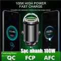 Tẩu sạc nhanh ô tô 100W cốc sạc điện thoại xe máy xe hơi chất liệu vỏ thép không gỉ thích hợp phụ kiện oto cho xe đời mới 12V 24V. 