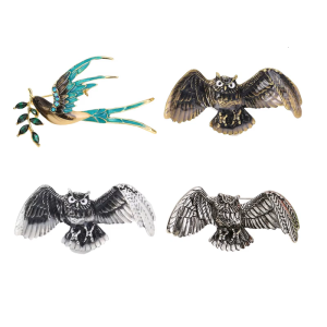 Mystical Owl Rhinestones Pin Sturdy Metal Construction Vintage Charm Ideal for Her or Him
