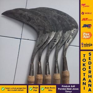 Arit Jumbo Super Baja Roda Gila Gagang Kayu Tanpa Karat Pemotong Rumput