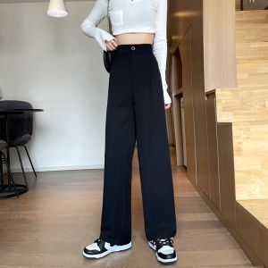 Missys Fashions Plus Size S-6XL Womens High-waisted Wide-leg Pants Straight-leg Loose Suit Pants