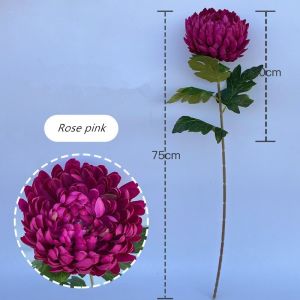 Hoa cúc mẫu đơn giả - dài 70cm - đường kính bông 13cm - Cây giả hoa lụa Decor trang trí nhà cửa