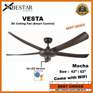 [CDC SG60] Yes Wifi - Yes-Basic Install - BESTAR VESTA Ceiling Fan DC Motor 36W LED Light Dimmable Google Tuya Smart Life Great Wind Spread 42/52in