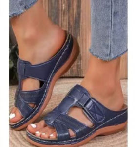 Free Shipping WomenS Shoes Size 44 Size 43 Retro Solid-Color Wedge Sandals WomenS Thick-Soled Slippers WomenS Shoes Size 44 Size 43 Retro Solid-Color Wedge Sandals WomenS Thick-Soled Slippers