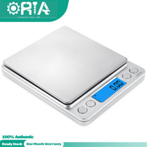 ORIA [Upgraded] Digital Kitchen Scale 500g/ 0.01g Mini Pocket Jewelry Scale Cooking Food Scale Back-Lit LCD Display 2 Trays 6 Units Auto Off Tare PCS Stainless Steel