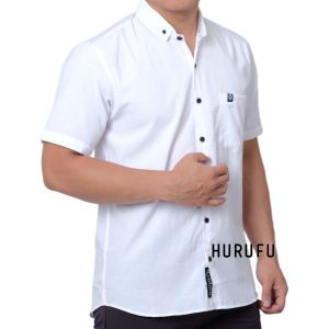 Hurufu - Kemeja Pendek Abu Muda motif Polos Kasual