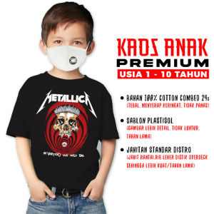 kaos anak band metallica in vertigo you will be rock  legend t shirt laki-laki perempuan cowok cewek premium