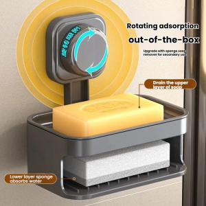 Khay đựng xà phòng Giá đựng xà phòng treo tường 2 tầng cho phòng tắm loại hút chân không chắc chắn