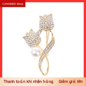 CS 1 cái Trâm Rhinestone Tulip hoa Trâm chống chói phù hợp với trâm cổ áo pin đồ trang sức